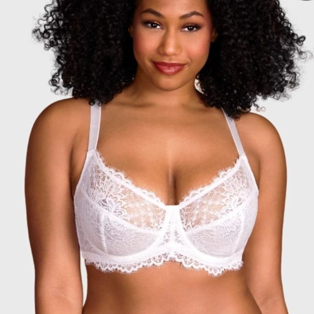 HSIA Sunflower Lace Minimizer Bra 40C White Full Coverage Underwire NWT